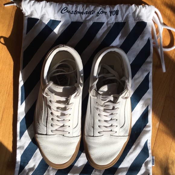 VANS Old Skool White Leather Gumsole (Unisex) - Picture 5 of 9